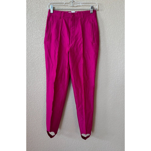 The Limited Vintage 80s Stirrup Pants Bright Pink Rayon Blend Spandex Stretch 10 - Picture 1 of 7